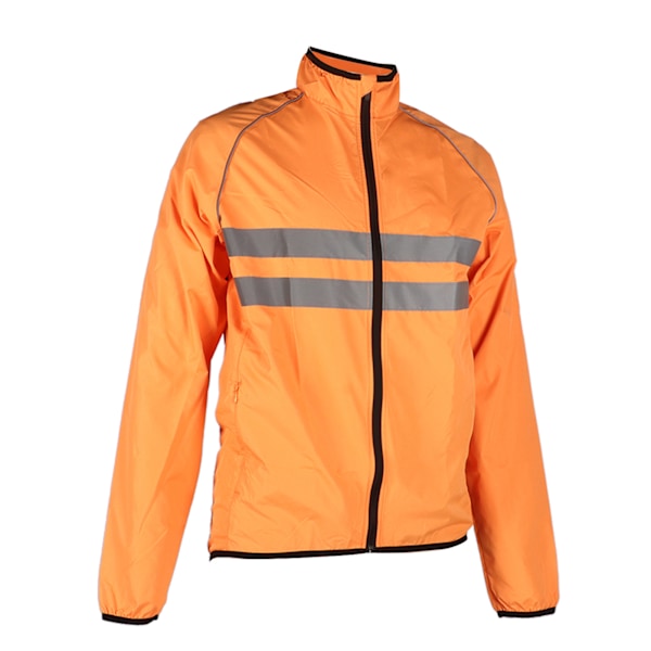 Sykkeljakke Polyester Pustende Vindtett Vanntett Reflekterende Jakke for Motorsykkel Sykling Orange L