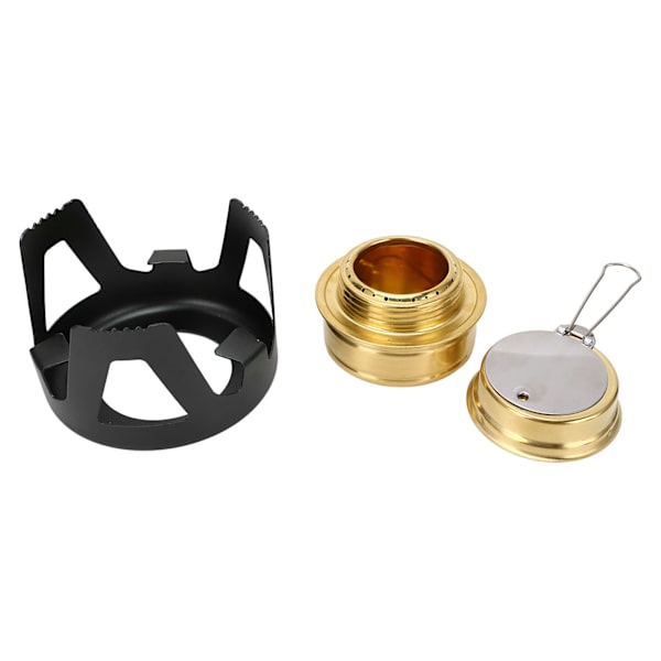 Mini Alkoholbrenner Messing Aluminiumslegering Sikker Vindtett Bærbar Mye Brukt Mini Backpacking Brenner for Camping Matlaging Svart