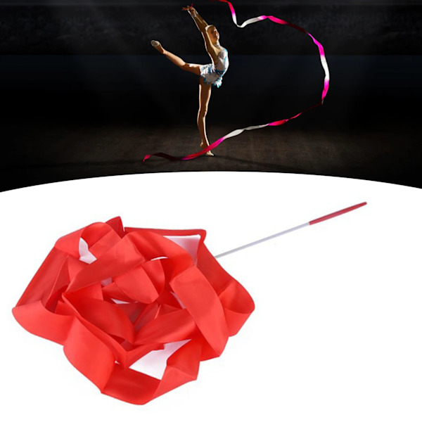 4m/13.12ft Dansband Gymnastik Ribbon Streamers Dansande Streamers Stavar för barn Röda