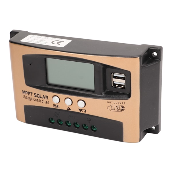 Solar Charge Controller MPPT Solar Charge Controller Solpanelregulator med LCD-skjerm Parameter Justerbar Gull 100A