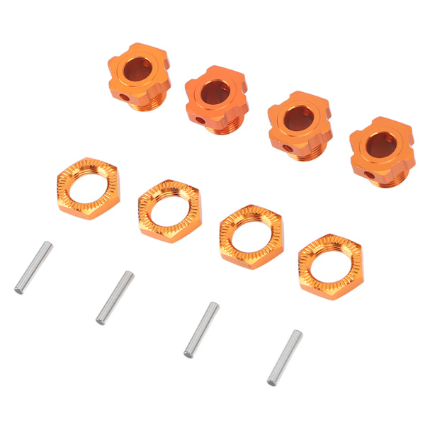 4STK 17mm Hex Hjulnav Adapter Aluminiumslegering Oransje Hex Drive Nav Adapter for ZD Racing 9116 08427 1/8 RC Bil