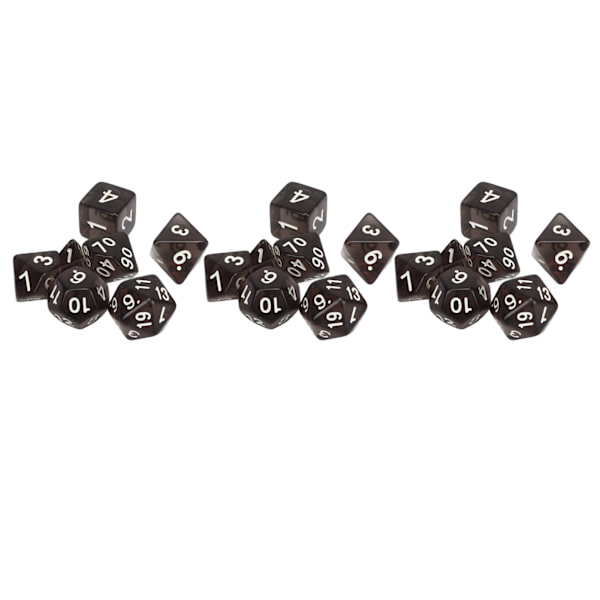 21 stk. Flerfacetteret terningesæt Vandtæt Sikkert Praktisk Puslespil Brætspil Polyhedral Terningesæt Gennemsigtig Sort