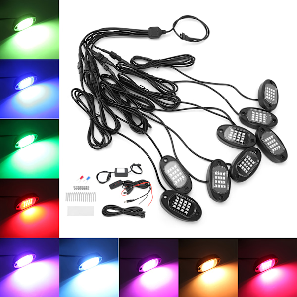 LED-belysning för bil, underrede, Bluetooth-fjärrkontroll 1V8 för terrängbilar, ATV, UTV, motorcyklar