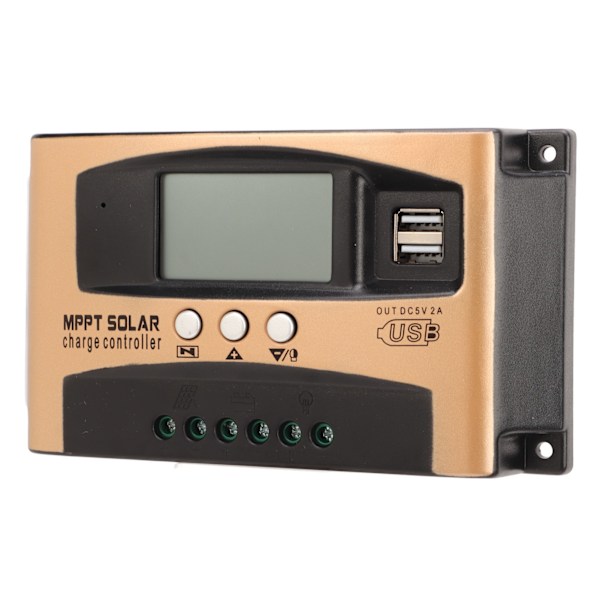 Solar Charge Controller MPPT Solar Charge Controller Solpanelregulator med LCD-skjerm Parameter Justerbar Gull 100A