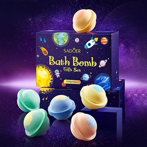 6 st 120g Planet Badbombs Presentförpackning Rengörande Kroppsbadbomber Exfolierar, Tar Bort Död Hud, Förminskar Porer