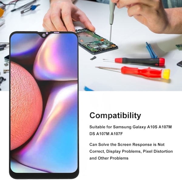 6.2in Telefon LCD-skärm Digitizer Reparationskit LCD-skärm Ersättningskit för Samsung Galaxy A10S A107M DS A107M