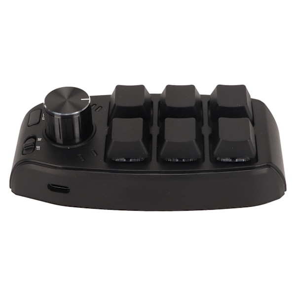 6 Tangenters Mini Keypad med Vred Programmerbar Dubbellägesanslutning Generell Enhands Mekanisk Keypad för Gaming Svart
