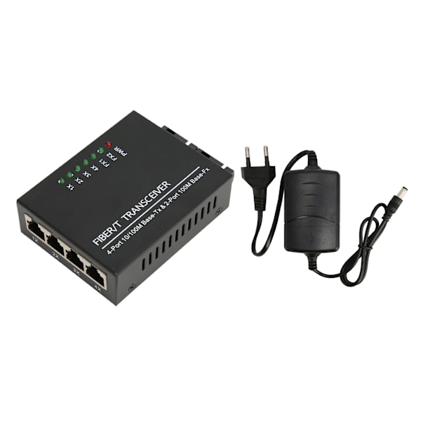 Fibertransceiver Tx1310nm/Rx1550nm Enkeltfiber Enläges RJ45 Port Optisk Transceiver 100‑240V EU-kontakt