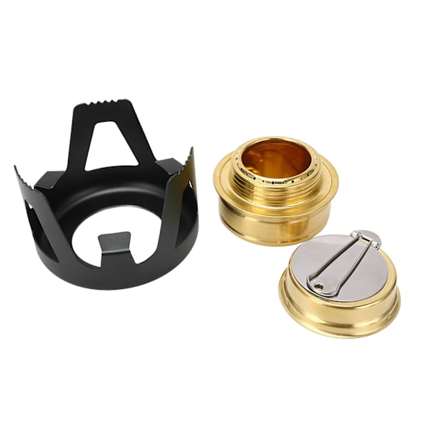 Mini Alkoholbrenner Messing Aluminiumslegering Sikker Vindtett Bærbar Mye Brukt Mini Backpacking Brenner for Camping Matlaging Svart