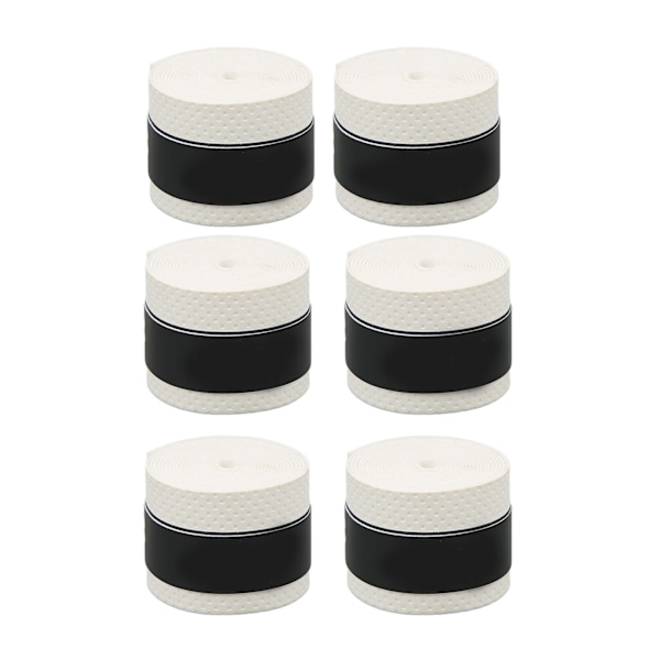 6 stk. tennisracket greb tape PU frostet skridsikker svedabsorberende Badmintonracket tape Sportstilbehør Hvid