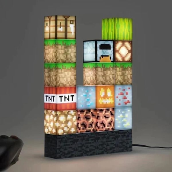Minecraft yövalo rakennuspalikka liitoslamppu USB-virtalähde, neliönmuotoinen rakennuspalikkalamppu oma DIY luova uusi liitos
