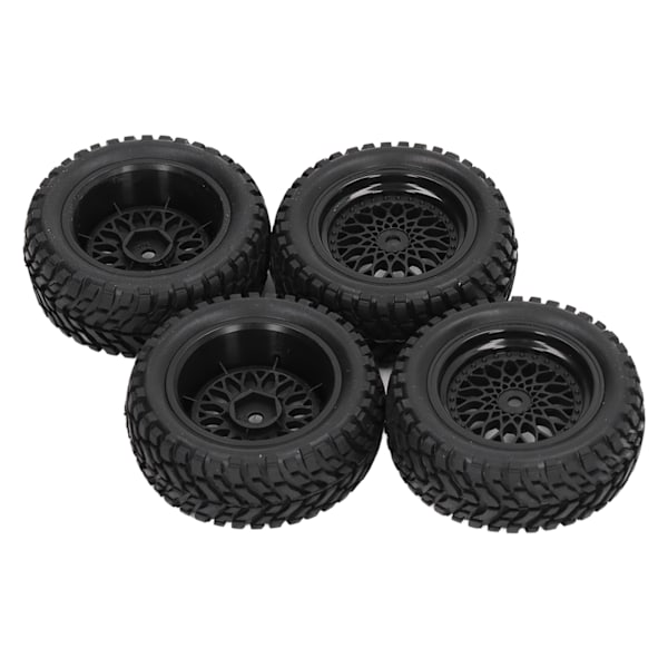 4 stk. RC hjuldæk Plast Gummi Holdbar Stabil Bedre vejgreb 1/10 Gummihjul Dæk til 1/10 Racing Car Sort