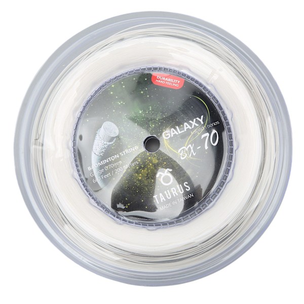 POWERTI BX70 Badmintonracketsträng med hög elastisk nylon Badmintonracketsträng 0,7 mm Badmintonsnöre 200 m rulle Vit