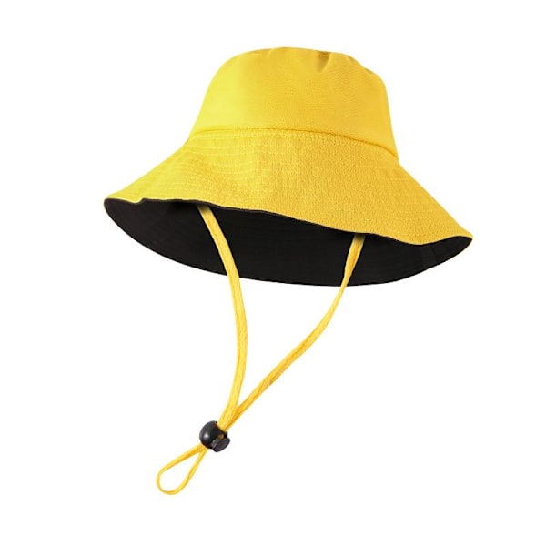 Vikbar Solhatt för Utomhusbruk, Andningsbar Mesh Bredbrättad Hinkhatt med Vindtätt Rep för Fisketurer yellow