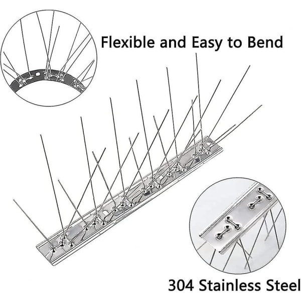 4 delar rostfritt stål fågel spikar, anti-duv spikar, fågel avvisande broddar, för balkong tak och fönster, 33 Cm
