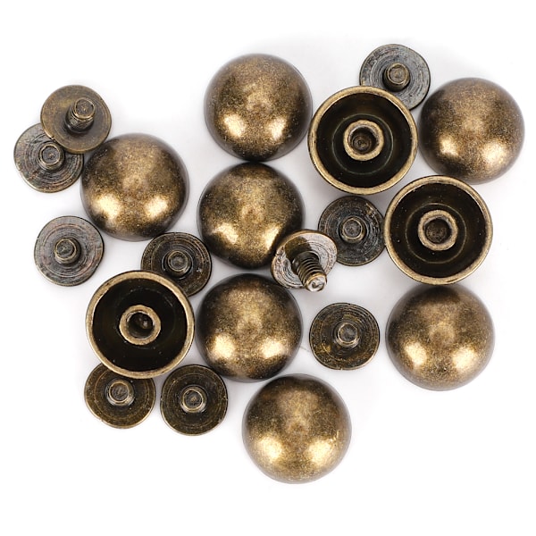 Bronsfärgade kupoldubbar - 30 set - 12MM - Läderdekoration