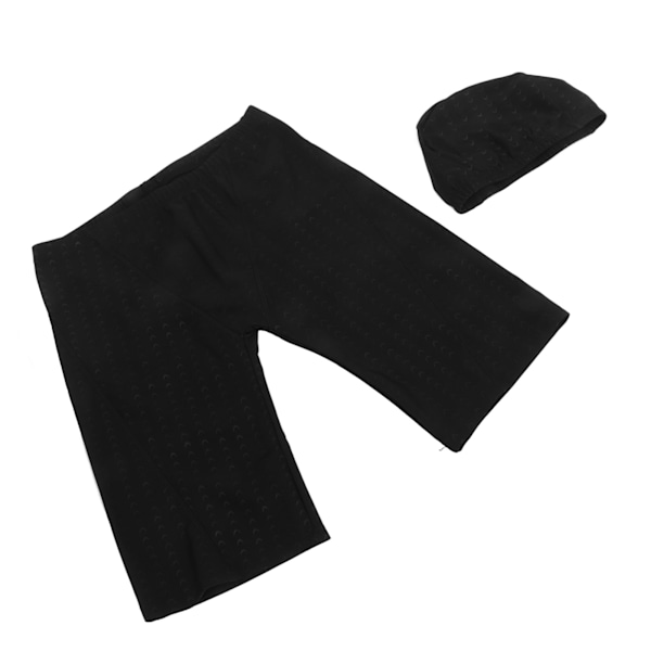 Badeshorts og caps for menn Vanntett justerbar midjestropp Hurtigtørkende badebukser Svart XXXL