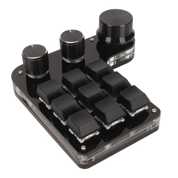 Mini 9 näppäimen näppäimistö 3 nupilla RGB-valolla Sininen kytkin DIY Ohjelmoitava Universaali Mini Macro Mekaaninen Peli-näppäimistö PC:lle