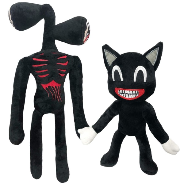 Sirenehoved sort kat dukke dukke drenge og piger Plys legetøj gavesæt med 2 (sort sirene hoved + sort kat)