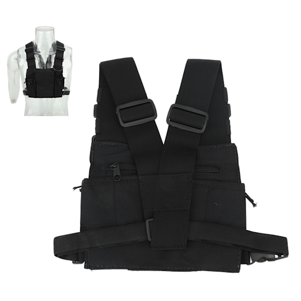 Multifunktionel Chest Pack Front Chest Rygsæk Løbetaske til mænd og kvinder Sort