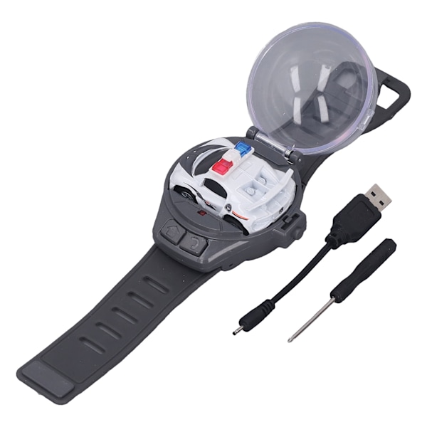 Mini RC bilklocka leksaker 2,4GHz tecknad söt USB-laddningsklocka Fjärrkontroll Billeksak för pojkar Flickor Presenter Vit