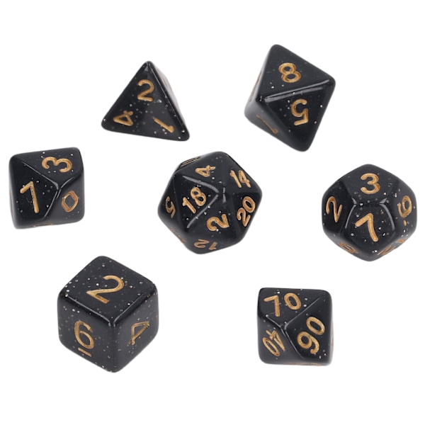 5 sæt flersidede terninger Sæt Guld Nummer Perle Polyhedron terninger til interaktive spil skolematerialer Sort
