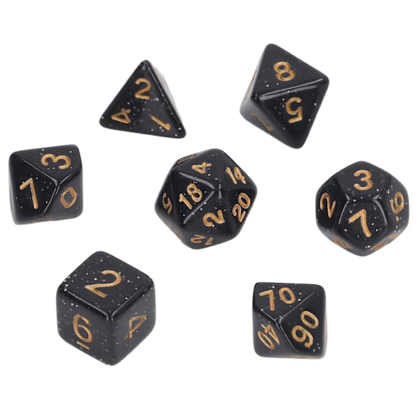 5 set flersidiga tärningar Set Gold Number Pearl Polyhedron tärningar för interaktiva spel skolmaterial Svart