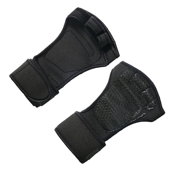 Hantellyfthandskar Anti-slip Fitness Träningshandskar Halvfinger Förlängda slingrande handledsskyddshandskar Svart M