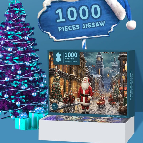 1000 stykke juleadventskalender, 1000 stykke karton dekorativt puslespil med unik juledekoration til voksne og børn