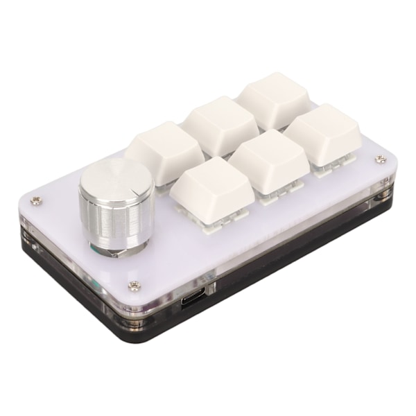 6-knapps Mini Keypad med Vred RGB-ljus Blå Switch Trådbunden Anslutning Plug and Play DIY Programmerbar Enhands Mekanisk Keypad Vit