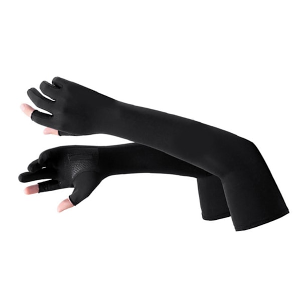 Ice Silk Arm Sleeves Skridmodstand Forlænget UV-beskyttelse Arm Køleærmer til cykling Udendørsfiskeri Kørsel Sort