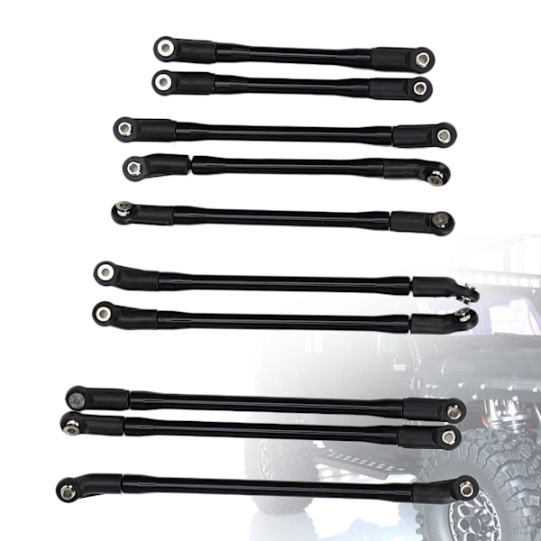 10 stk. metalchassis Anti-rust udskiftning trækstang passer til Axial SCX10 II RC Crawler Sort