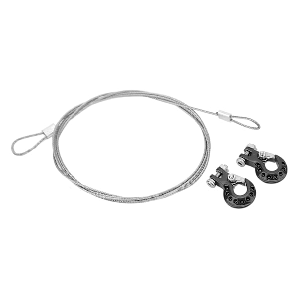 2 stk. RC slepekrok aluminiumslegering Robust RC klatrebilkrok med stålwire for 1/10 fjernkontrollbiler svart