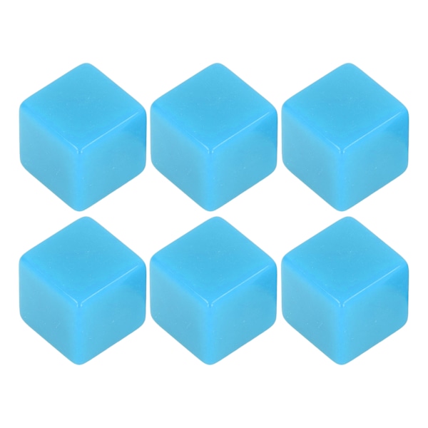 6st Blank tärningsuppsättning rätvinklig plast hexaedriska kuber Klassrumsbrädspel DIY Math Counting Undervisningsfest Gunst Kul Blå