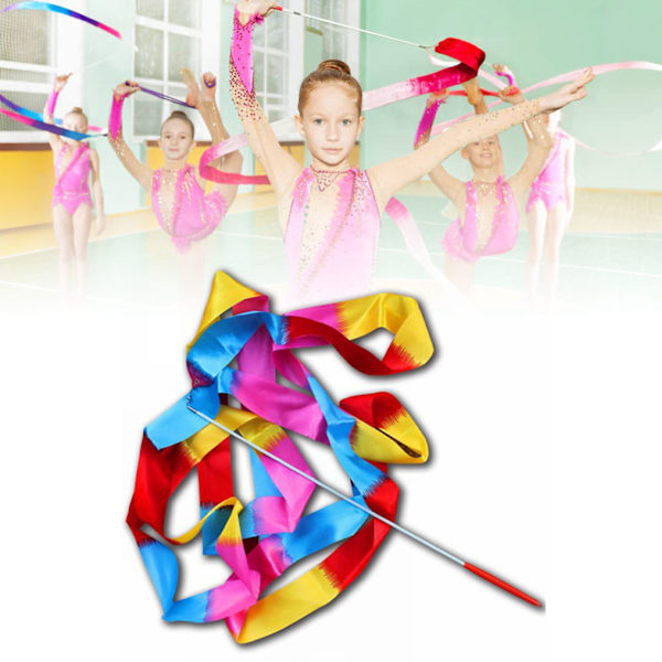 4m/13.12ft Dansband Gymnastik Ribbon Streamers Dansande Streamers Wands for Kids Flame