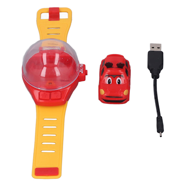 Mini RC Bilklokke Leker Søt form USB-lading Silikonrem Håndledd RC Bilklokke Leke for gutter Jenter Rød