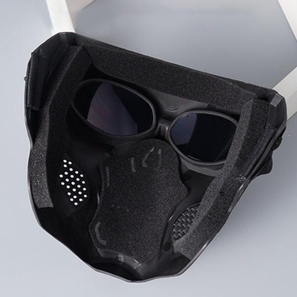Motorcykelglasögon mask skalleform racingglasögon med justerbar halkfri rem för offroad cykling Svart transparent lins
