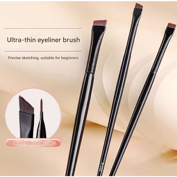 2 kpl Kulmakarvasivellin Pehmeät Harjakset Kauneus Puinen Varsi Naisten Eyeliner-sivellin Silmämeikkityökalut Päivittäiseen Käyttöön