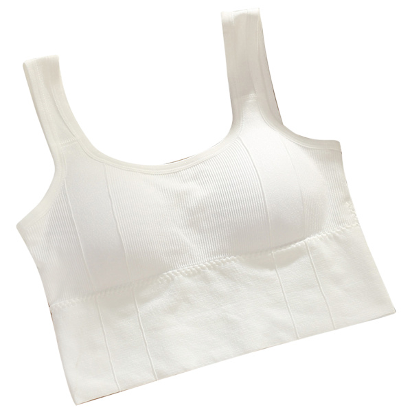 Sports-BH Fuld Dækning Tank Top Stil Sømløs Komfortabel Trådløs Dame BH til daglig brug Hvid