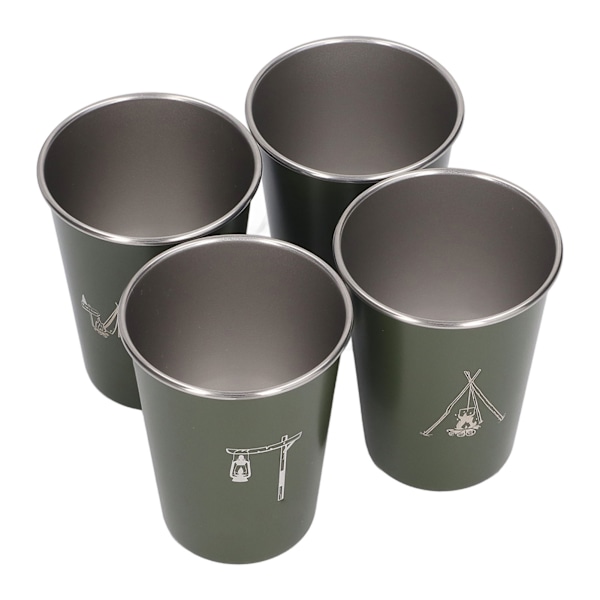 4 st 350ml 304 rostfritt stål vattenkopp kaffemugg flaska för grill öl resor utomhus OD grön