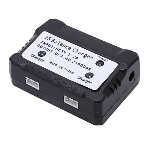 2S Balanselader 7.4V LiPo batterilader for Wltoys RC Bil Båt Fly Leke Svart