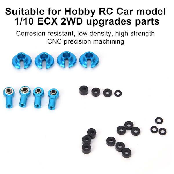 Link Rod End Kuleledd RC Reservedeler Tilbehør for 1-10 ECX 2 Wheel Drive RC CarBlue ECX1038B