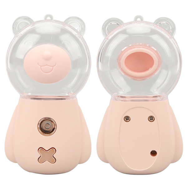 Nano Mist Sprayer Søt Bjørneform 300ML USB Luftfukter Hudfuktende Facial Mister med Timer Rosa