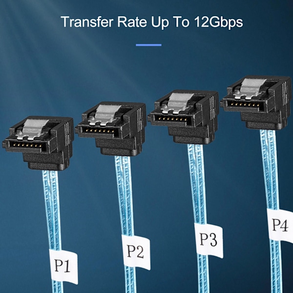 Mini SAS SFF til 4 SATA 7Pin Datakabel Mini SAS SFF 8087 til 4 SATA 7Pin Rettvinklet Kabel for Harddisk Datamaskin 0.97m