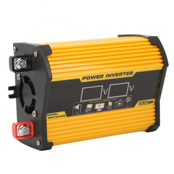 Modifierad sinusvågsomvandlare 300W bilströmväxelriktare DC 12V till 220V AC-omvandlare med dubbel USB-spänningsdisplay Gul