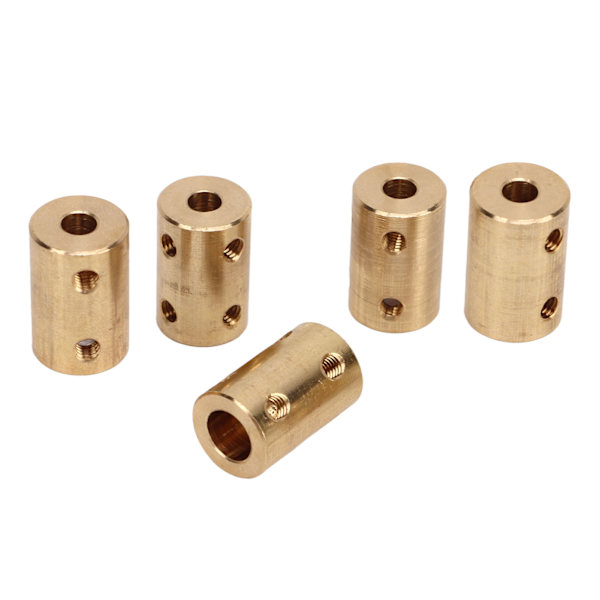 5 st borrning styv koppling Mässing innerdiameter 6 mm antikorrosionscylindrisk axelkoppling för mekanisk transmission