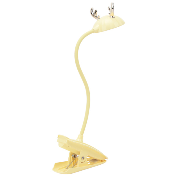 LED Clip On Lampe Sød tegneserie trefarvetemperatur Dæmpbar Svanehals Touch Bordlampe med klemme til læsning gul