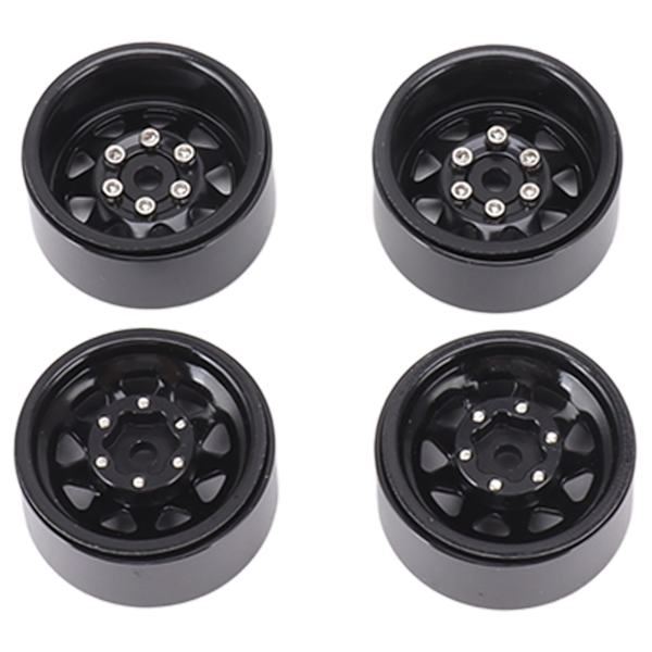 4 stk Beadlock-hjul 1-i dypt spor Universal for Traxxas ATV RC Bildeler med skruer Svart