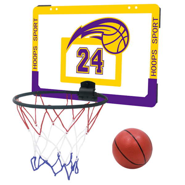 Veggmontert basketkurv nummer 7 Basketkurvsett for innendørs utendørs gutter Jenter Tenåringer for Lakers