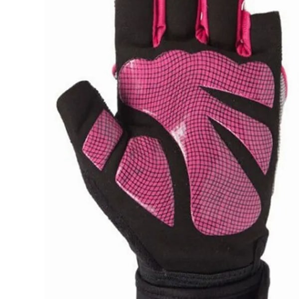 Halvfinger Cykelhandskar Andas handledsstöd Kvinnor Män Fingerlösa cykelhandskar för utomhusträning Ridning Rosa Snigel Halvfinger Rosa M